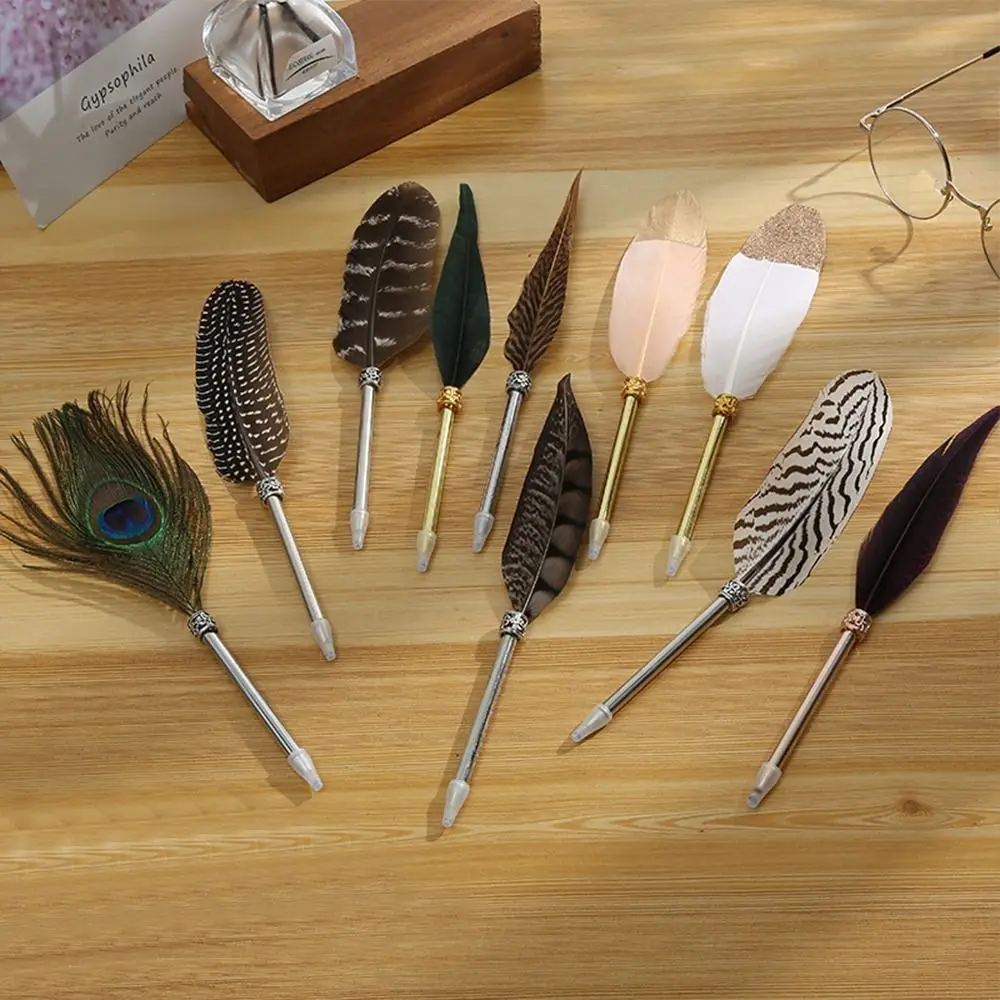 Vintage Calligraphy Pen Feather Dip Fountain Pen Ink Stationery Quill Creative Retro Writting School Office Supplies