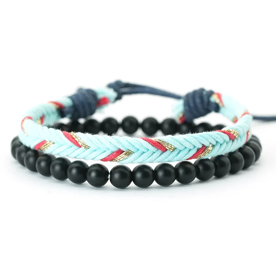 Handmade Braided String Charm Bracelet Set for Men