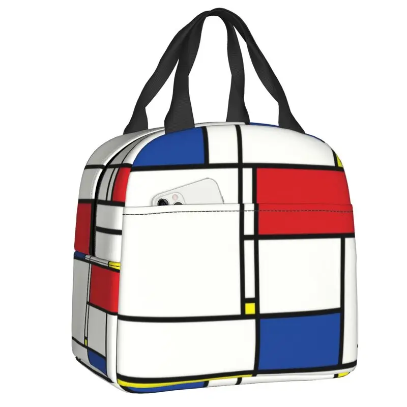 

Piet Mondrian, минималистский стиль, изолированный Ланч-бокс для кемпинга, современное искусство, водонепроницаемый термо-охладитель, бэнто-бокс для женщин и детей