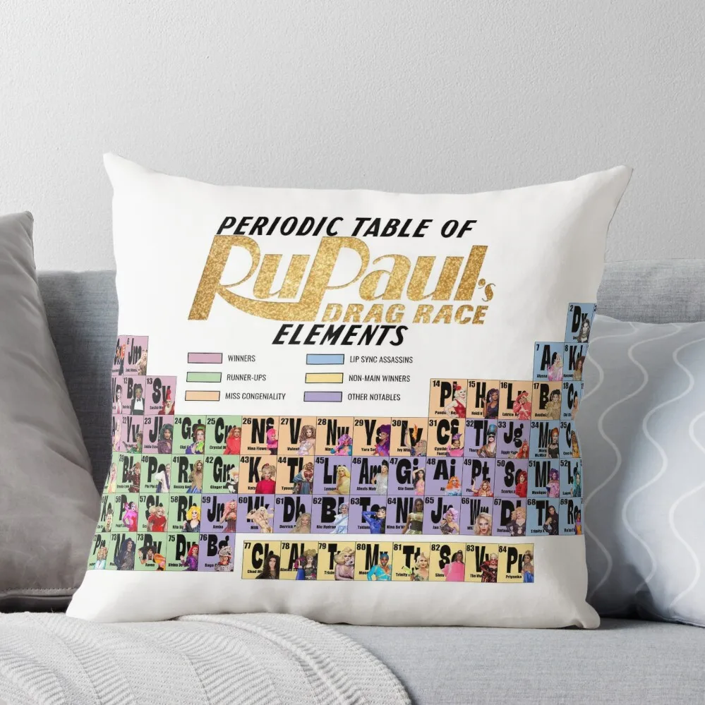 

Periodic Table of Drag Queens Throw Pillow Covers For Sofas Cushion Cover Luxury Sitting Cushion Decorative Sofa Cushions