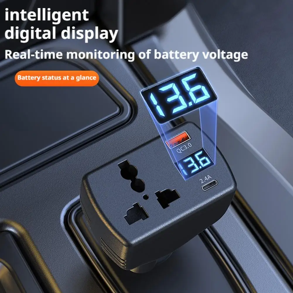 Nuevo Inversor montado en vehículo de 12V/24V a CA 220V, inversor de corriente multifunción para coche con pantalla, car