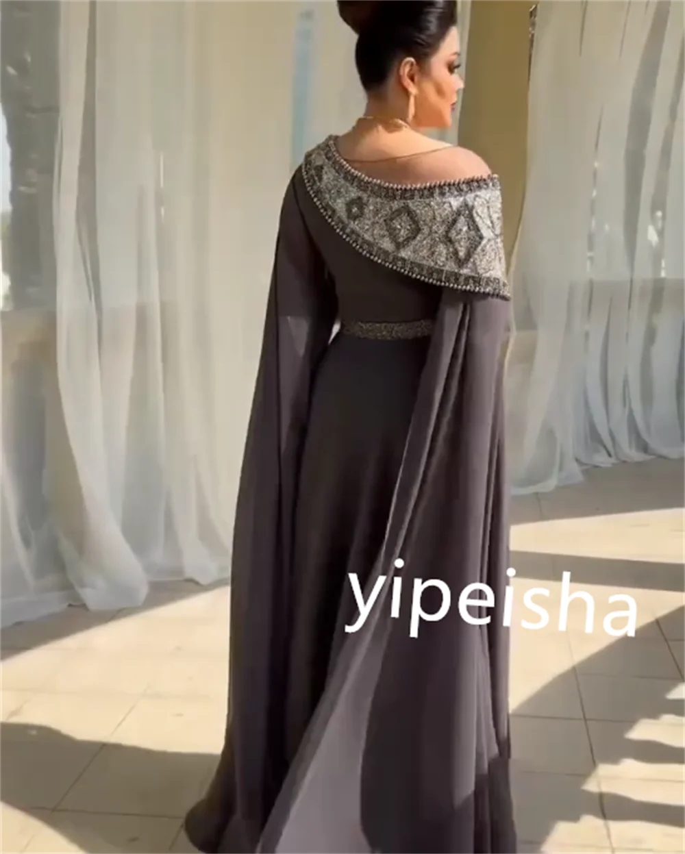 تخصيص الشيفون نمط وشاح حجر الراين ألف خط واحد الكت...