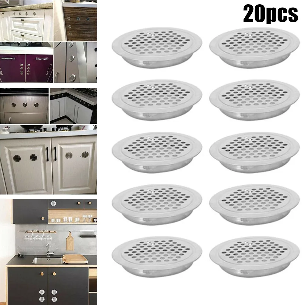 

20pcs Stainless Steel Air Vent Grille Home Wardrobe Cabinet Metal Ventilation Plug Decorative Dustproof Ventilation Hole Cover