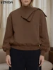 2025 Winter Sweatshirts Women Casual Loose Long Sleeve Hoodies Stand Collor Solid Color Large Bow Pullovers Plus Size VONDA