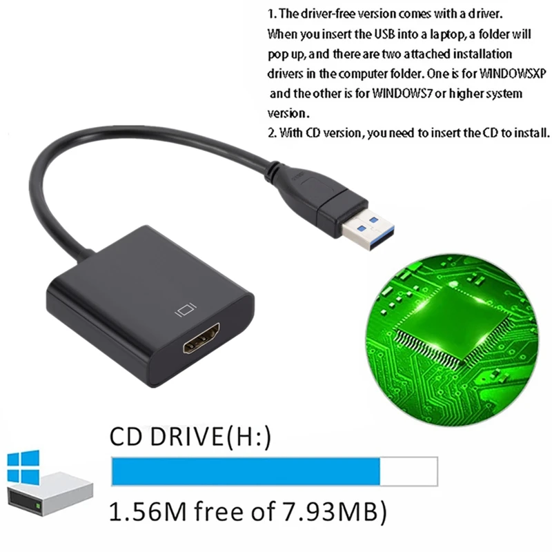 Cabo Adaptador de Vídeo Externo Compatível com Usb 3.0 para Hdmi Conversor de Áudio Portátil Unidade para Desktop Laptop pc Hdtv 1080p - Image 5