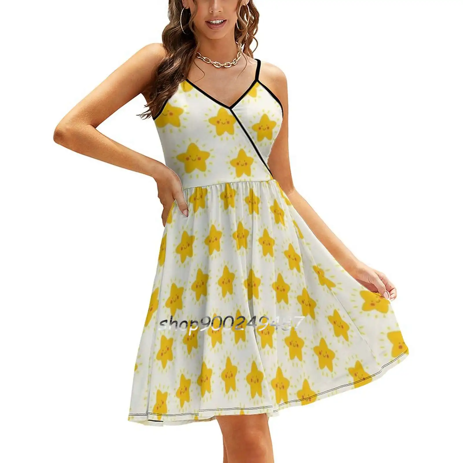 Stars New Summer Cut Sexy Dresses Ladies Club Wear Party Sundresses Star Sky Cute Kawaii Pattern