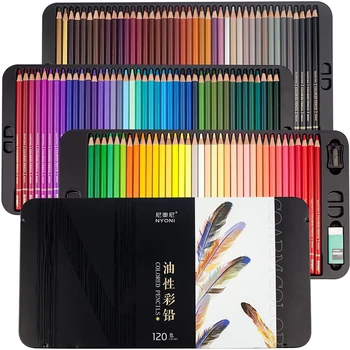 NYONI 24/36/48/72/120 colori Matite colorate in legno a olio Set di matite da disegno professionali Colori per pittura con nucleo morbido Forniture per disegno
