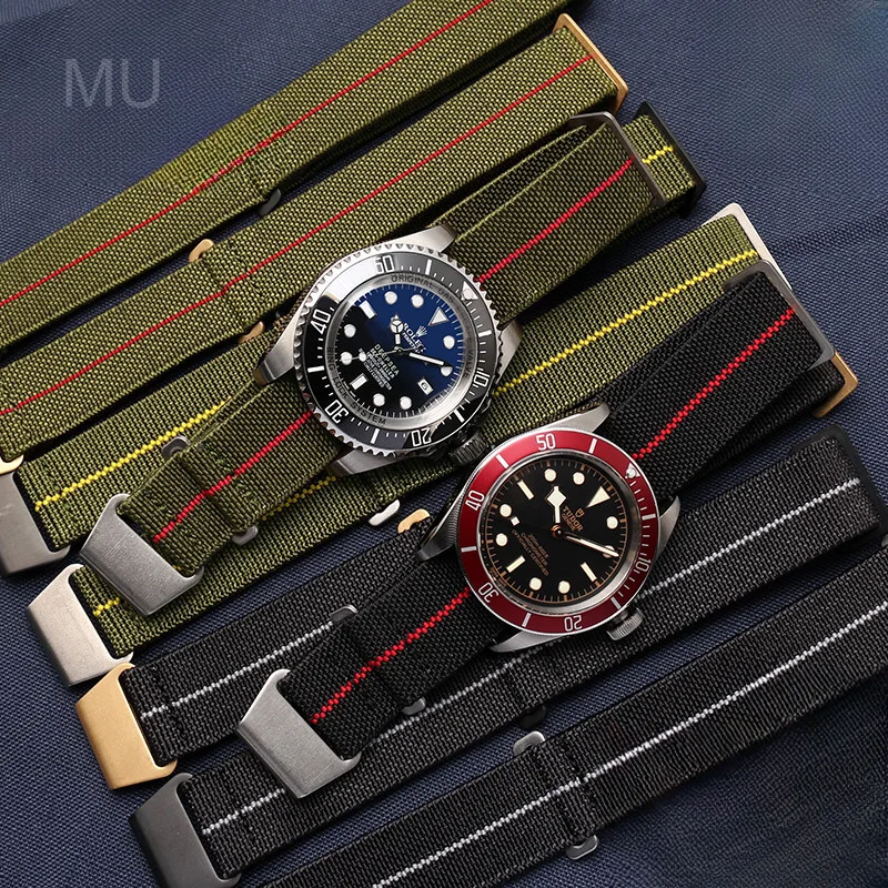 Durable Elastic Nylon Watch Strap - French Parachute Style