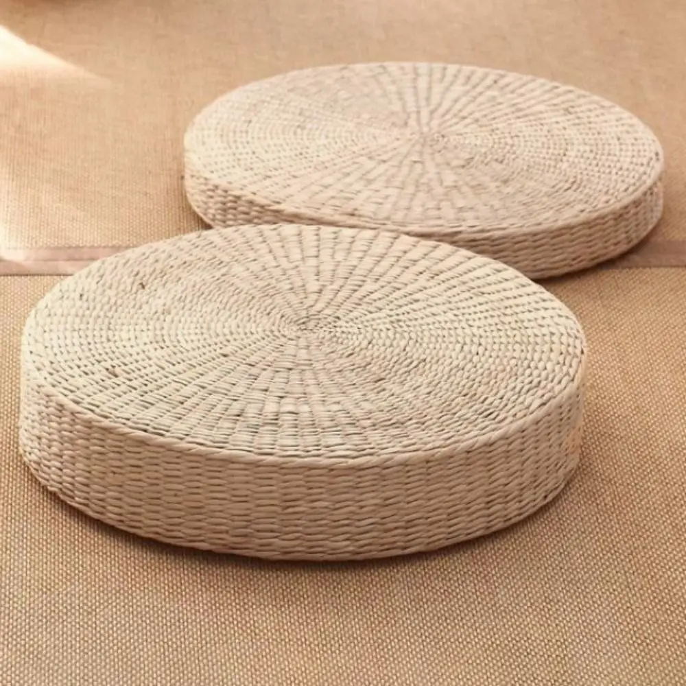 Durable Japanese Style Natural Straw Futon Cushion Round Handmade Tatami Cushion Woven Floor Mat Temple