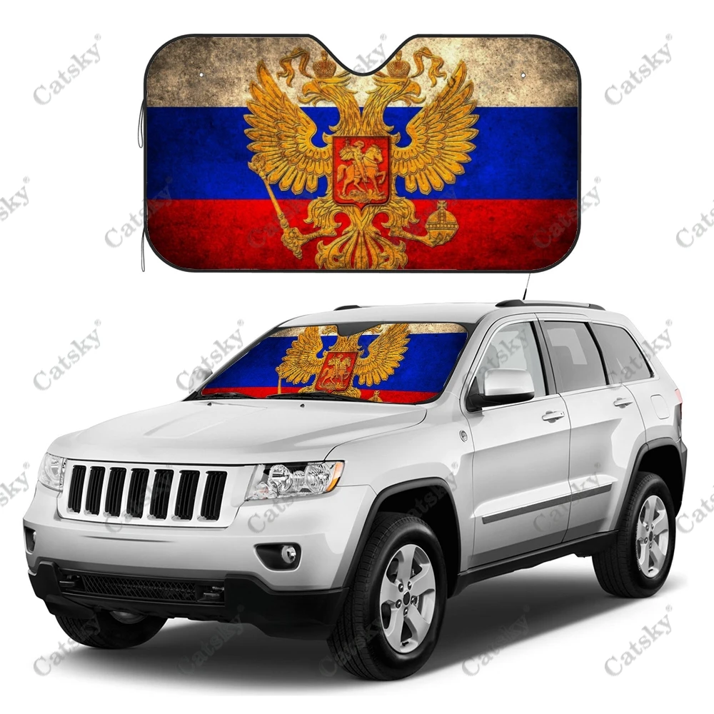 

Автомобильный солнцезащитный козырек с российским флагом, аксессуары для интерьера, складной солнцезащитный козырек с УФ-рисунком, подарок, козырек от солнца