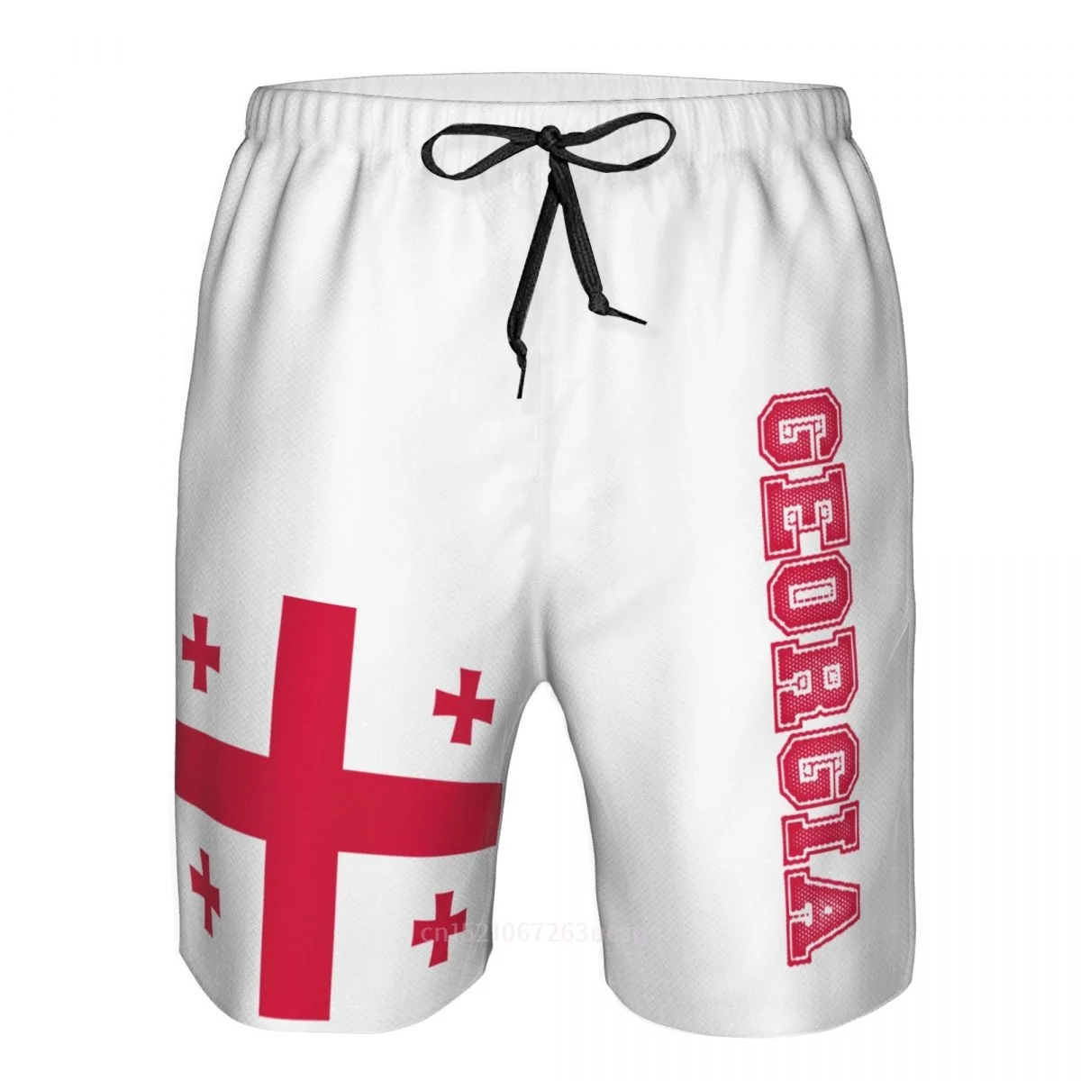 2023 Summer Polyester Georgia Country Flag 3D Printed Men's Board Shorts Beach Pocket Running Summer Pants 5