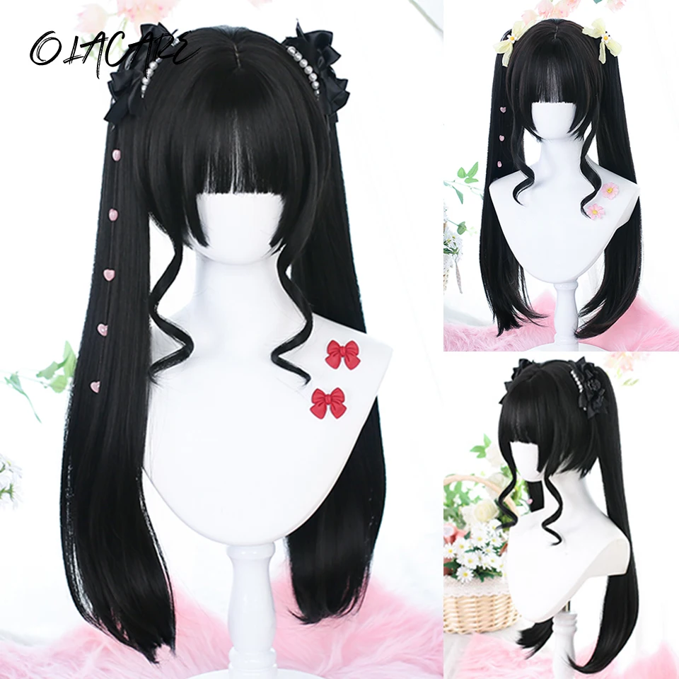 Synthetic Curly Ponytail Wig with Bangs for Women