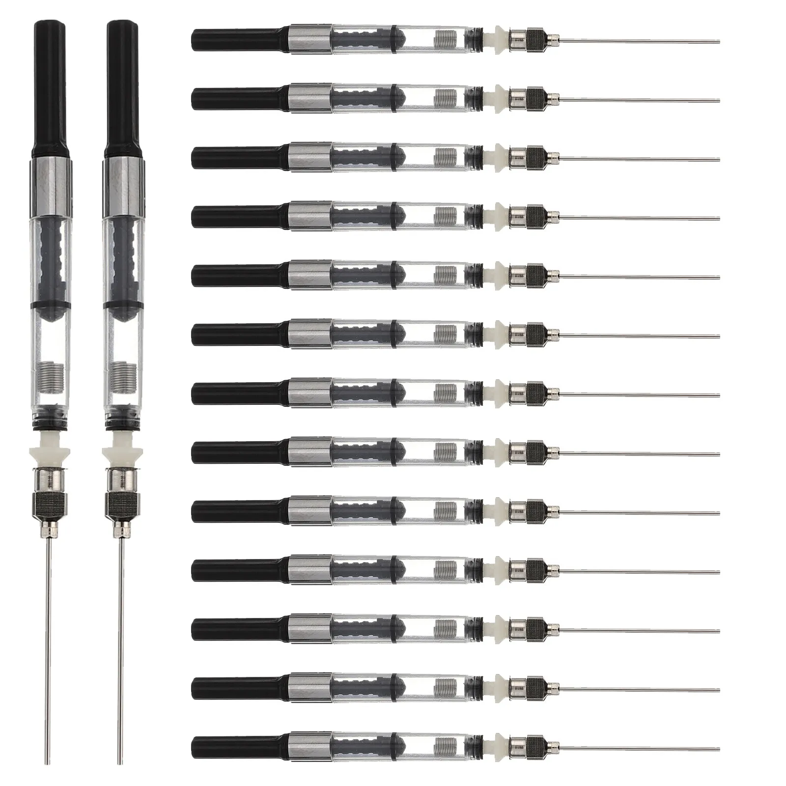 20Pcs 만년필 잉크 주사기 흡수기 스프링 변환기 호환 3.4 2.6mm 카트리지 펜 학교용 정밀 리필 도구