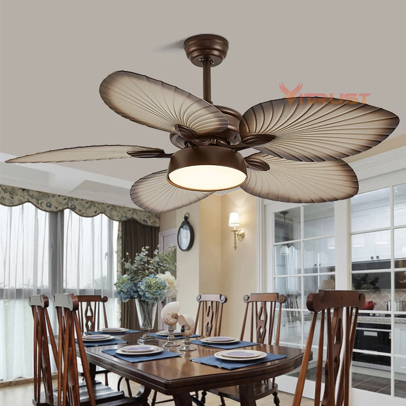 Tuya Smart Ceiling Fan LED Light DC Motor 5pcs Blades Strong Wind Quiet Ceiling Fan Lamp 52Inch 110V 220V Remote Control