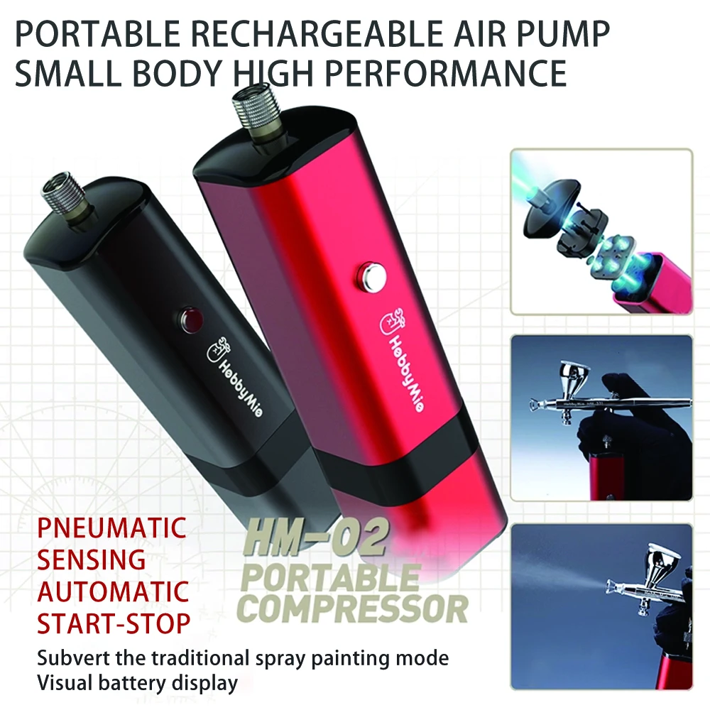 HM-02 Handheld Portable Compressor Automatic Airbrush Air Pump Model Spraying Tool Hobby DIY Accessories Air Pump
