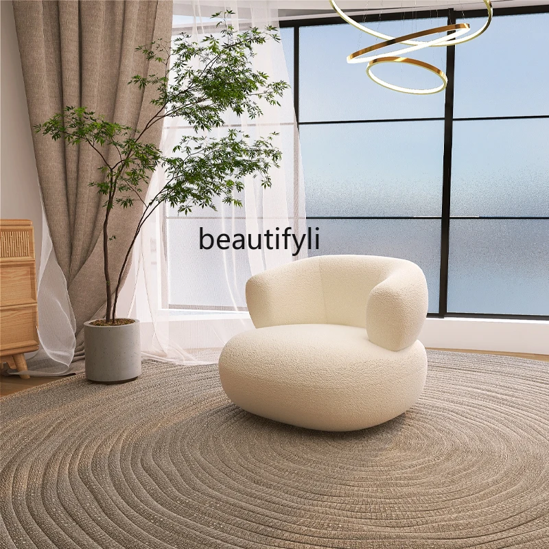 

zq Light Luxury Fabric Sofa Living Room Lambswool Faux Leather Nordic White Sofa