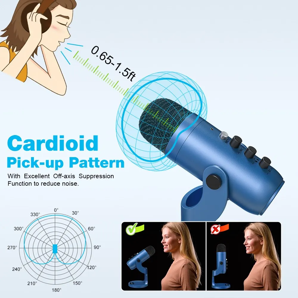 Professional USB Condenser Microphone Studio Recording Mic for PC Computer Phone Gaming Streaming Podcast Vocals Laptop Desktop - Image 6