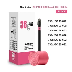 Ultralight TPU Road Bike Inner Tube with French Valve - Black, 700c - 65MM (36g 700x18 - 32C 1pc)