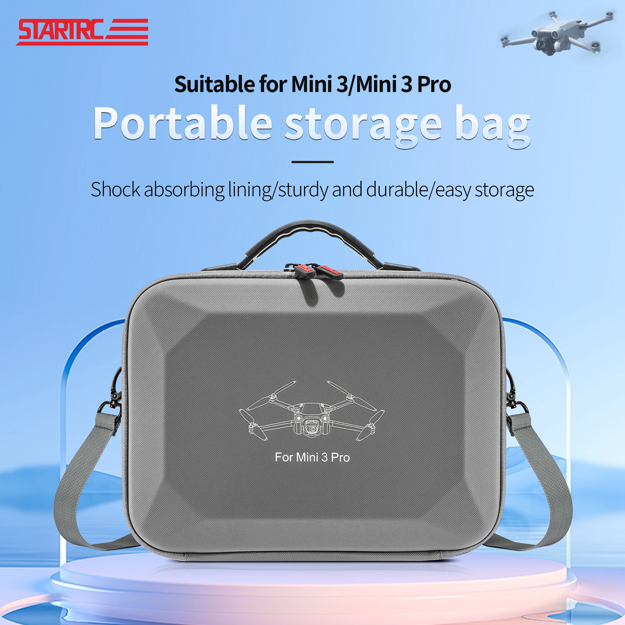 STARTRC for DJI Mini 3 Pro Carrying Case PU Leather Shoulder Bag for DJI Mini 3 Drone Accessories Storage Bag Travel Handbag