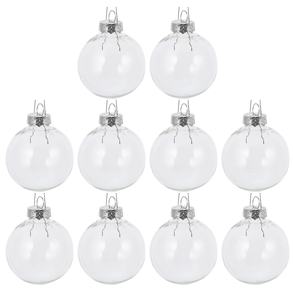 10/12 piezas de bolas navideñas transparentes de 8-10 cm, adornos de plástico rellenables para colgar en el árbol de Navidad, decoración para bodas, fiestas, cajas de regalo