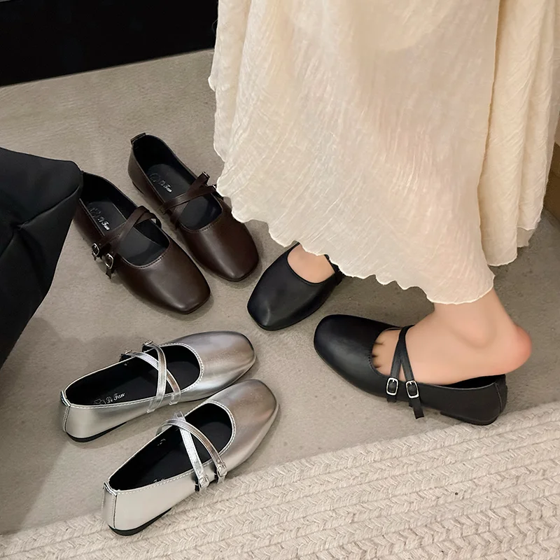 春/夏のエレガントなレトロメリージェーンカジュアルフラットシューズ