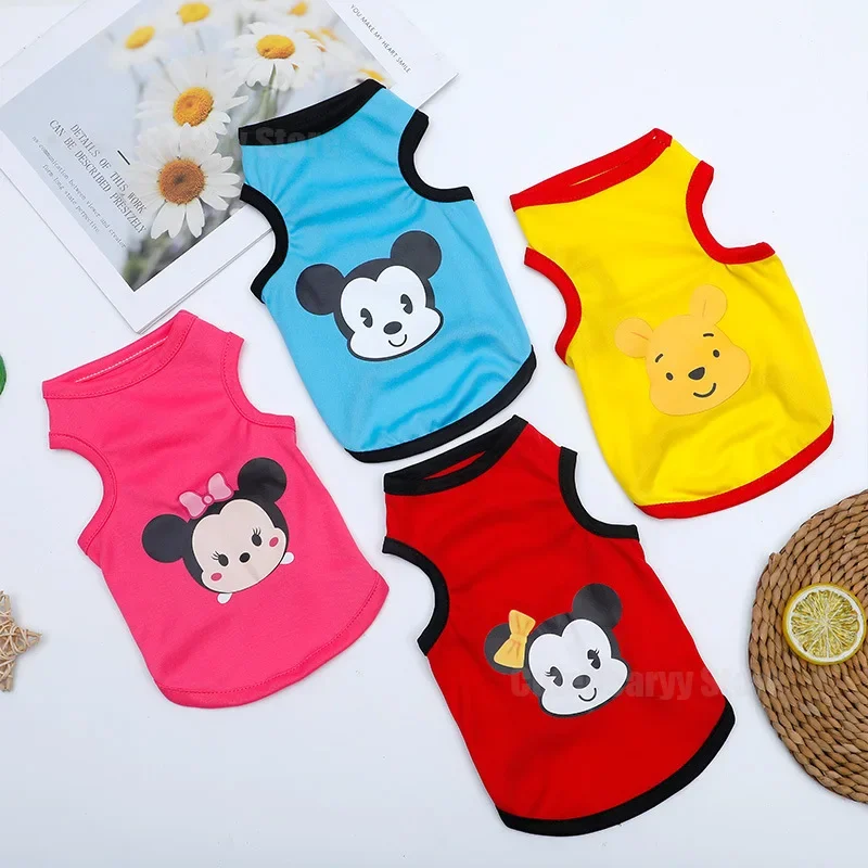 Disney Mickey Minnie Pet Vest Summer New Cute Cartoon Fashion Dog Cat Windproof Soft Comfortable Clothing Outdoor Apparel Gifts