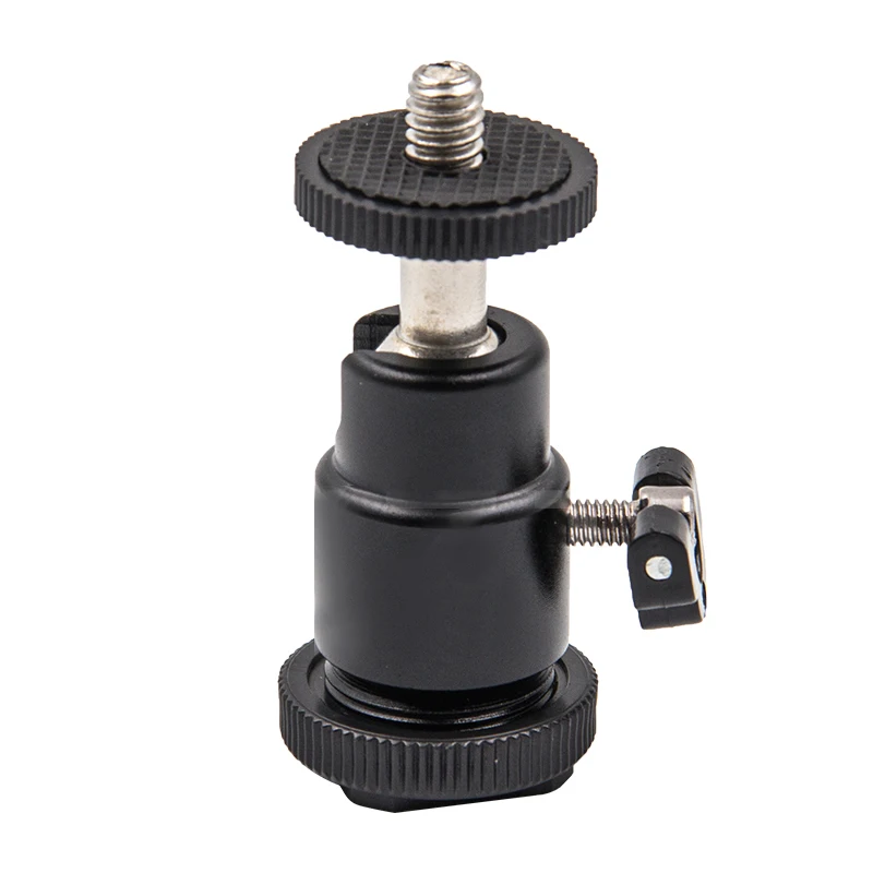 Ball Head For Camera Tripod LED Light 1/4 Screw Rotary Mount Stand Aluminum Mini Tripod Ball Head Hot Shoe Adapter Cradle tripod ball head cold shoe ball head camera head adapter camera panoramic head