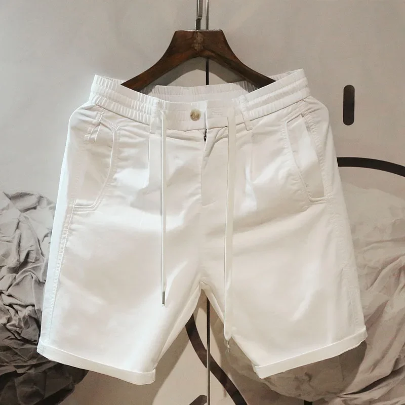 New Men's Summer Casual Loose Cargo Shorts Solid Color Straight Mid Pants