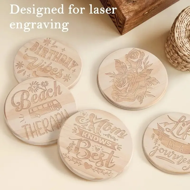16/32pcs unfinished wood rounds wooden circles discs slices blank coasters crafts for DIY painting laser engraving