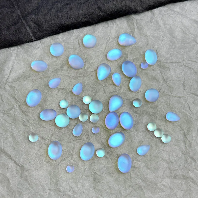 50 Stück Harz Farbverlauf Oval Tröpfchen Flatback Nagel Strasssteine Matt Mini Rund Nail Art Charms Zubehör DIY Nageldekorationen – Detail 3