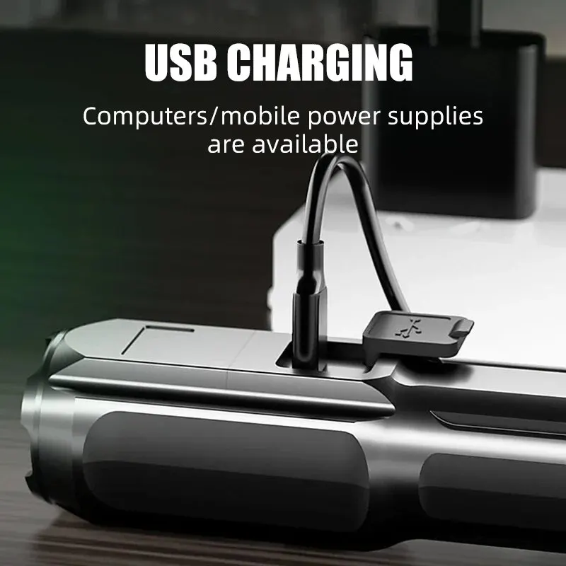 LED Flashlight 100000 Lumen Tactical Rechargeable USB 18650 Waterproof Zoom Fishing Hunting Handheld Flashlight