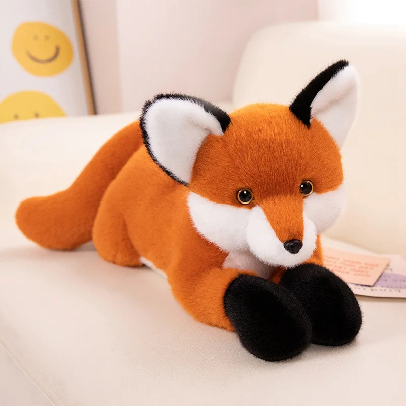 45cm-90cm Cute Simulation Foxes Plush Toy Fluffy Lying Pillow