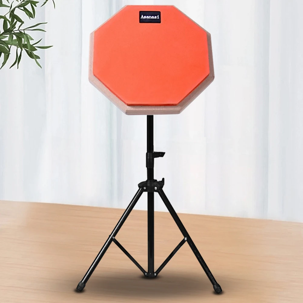 8 Inch Rubber Wooden Drum Practice Pad Adjustable Stand Practice Training Drum Pad Shock‑Absorbent For Adults and Kids