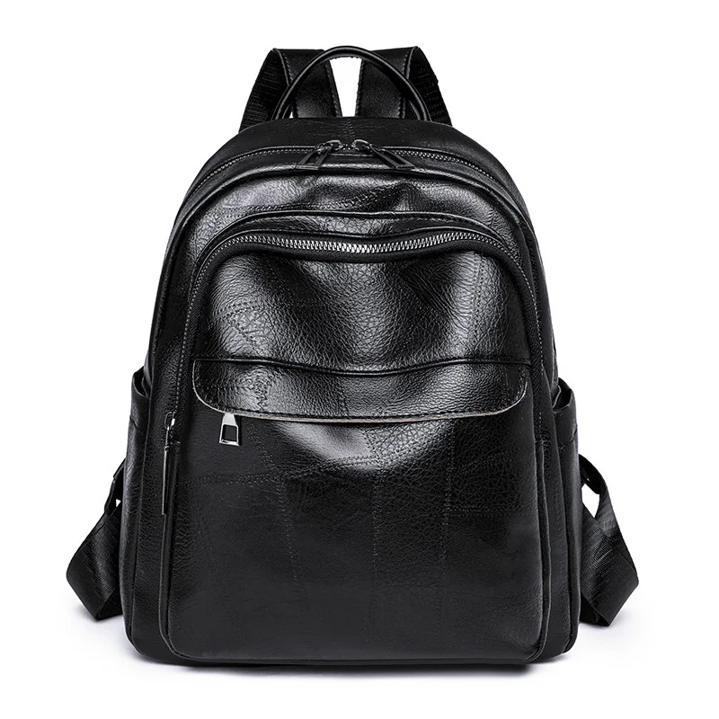 

TRAVEASY Vintage Ladies Leather Backpack Women Fashion PU School Bags for Collage Students Girls Retro Female Travel Bags Casual
