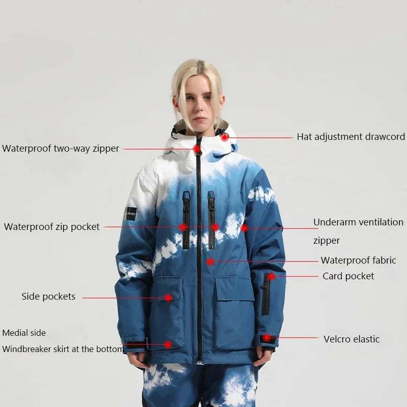 Ski Jackets Women Snowboarding Loose Comfortable Waterproof Snow Overcoats Top Windproof Men Thickening Thermal Skiing Jackets