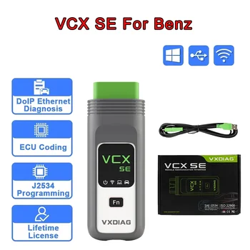 VXDIAG VCX SE per Mercedes Benz Auto Strumento diagnostico OBD2 MB Star C6 DoIP Test attivo Diagnosi di tutti i sistemi Codifica Programmazione
