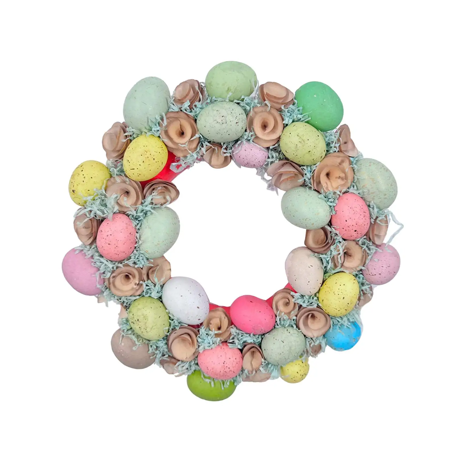 40cm Easter Egg Wreath Front Door Ornament Welcome Sign Artificial Flowers for Entryway Accessory Sturdy Multifunctional