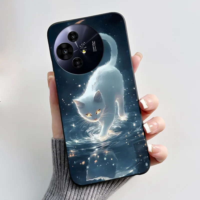 Aesthetic Cute Cat Astronaut Soft Silicone Black Protective Phone Case Cover
