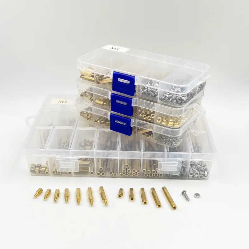 Male Female Hex Brass Standoff Spacer Kit M2M2.5 M3 M4 Brass Round Standoff with 304 Screw and Hex Nut pcb motherboard standoff