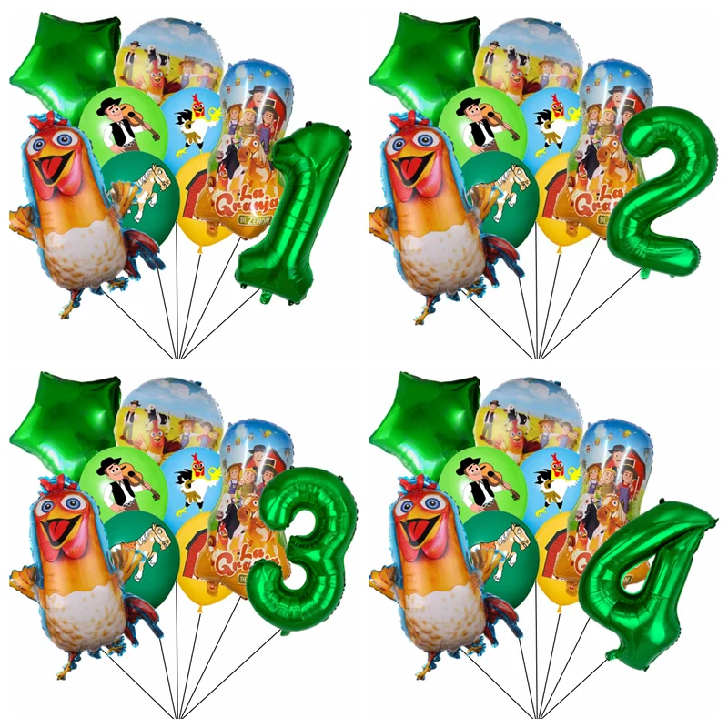 9 Stück Bauernhoftier-Luftballons für Bauernhof-Geburtstagsparty-Dekorationen, Zubehör, Kuh, Huhn, Schaf, Schwein, Huhn, Folienballon, Babyparty