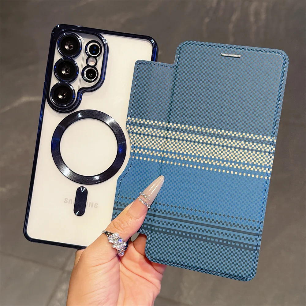 Flip Kevlar Card Holder Clear with MagSafe - Plating Protective Back Cover