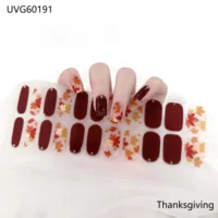 22Tips Semi-Cured Gel Nail Patch Slider Adhesive Waterproof Long Lasting Aurora Full Cover Gel Nail Sticker UV Lamp Needed 1