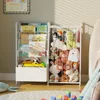 Kids Bookshelf and Stuffed Animal Storage - Multi-Function Nursery Book Shelves with Leather Toy Box and Display, Toy Organizer 2
