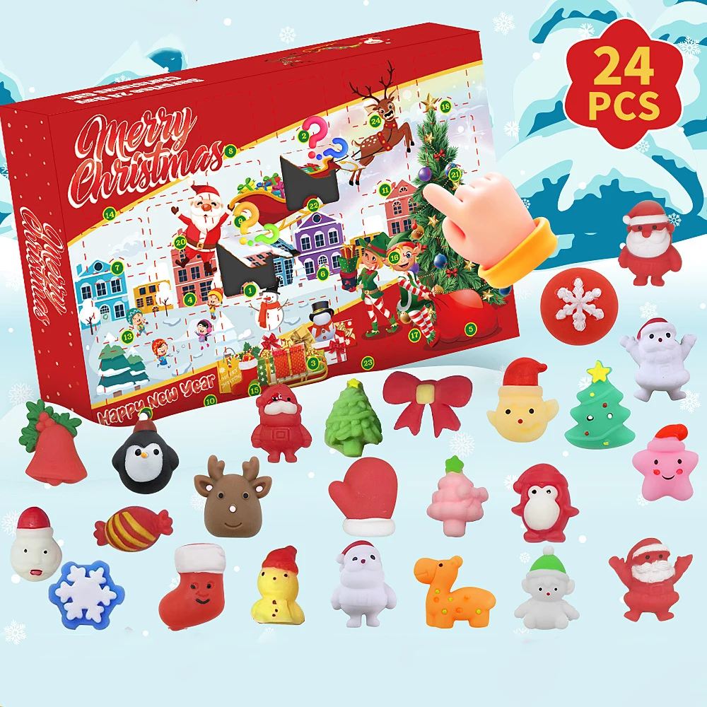 

Kawaii Mochi Squishies Fidget Toys Advent Calendar Box for Kids 2024 Countdown Calendar Squishy Stress Relief Toys Xmas Gifts