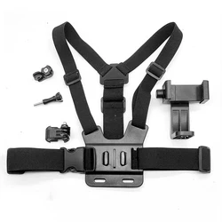 Adjustable Chest Strap Phone Holder for Sports and Outdoor Activities (Black)