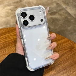 Ultra Thin Transparent Acrylic Armor Case with Shockproof Corners and Orange Back Cover - iPhone 15 (White)