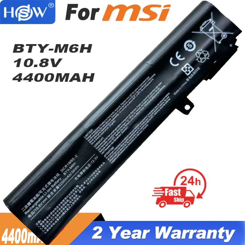 

10.86V 51WH Genuine Laptop Batteries Original BTY-M6H For MSI GE62 GE72 GP62 GP72 GL62 GL72 PE60 PE70 MS-16J2 MS-1792 MS-1795