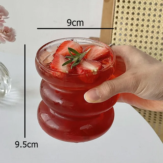 Wave Shape Borosilicate Layered Glass Cup Drinking Glass For Dessert Dinner Fruit Juice Hot Chocolate Milk 450Ml 8 Wave Shape Borosilicate Layered Glass Cup Drinking Glass For Dessert Dinner Fruit Juice Hot Chocolate Milk 450Ml