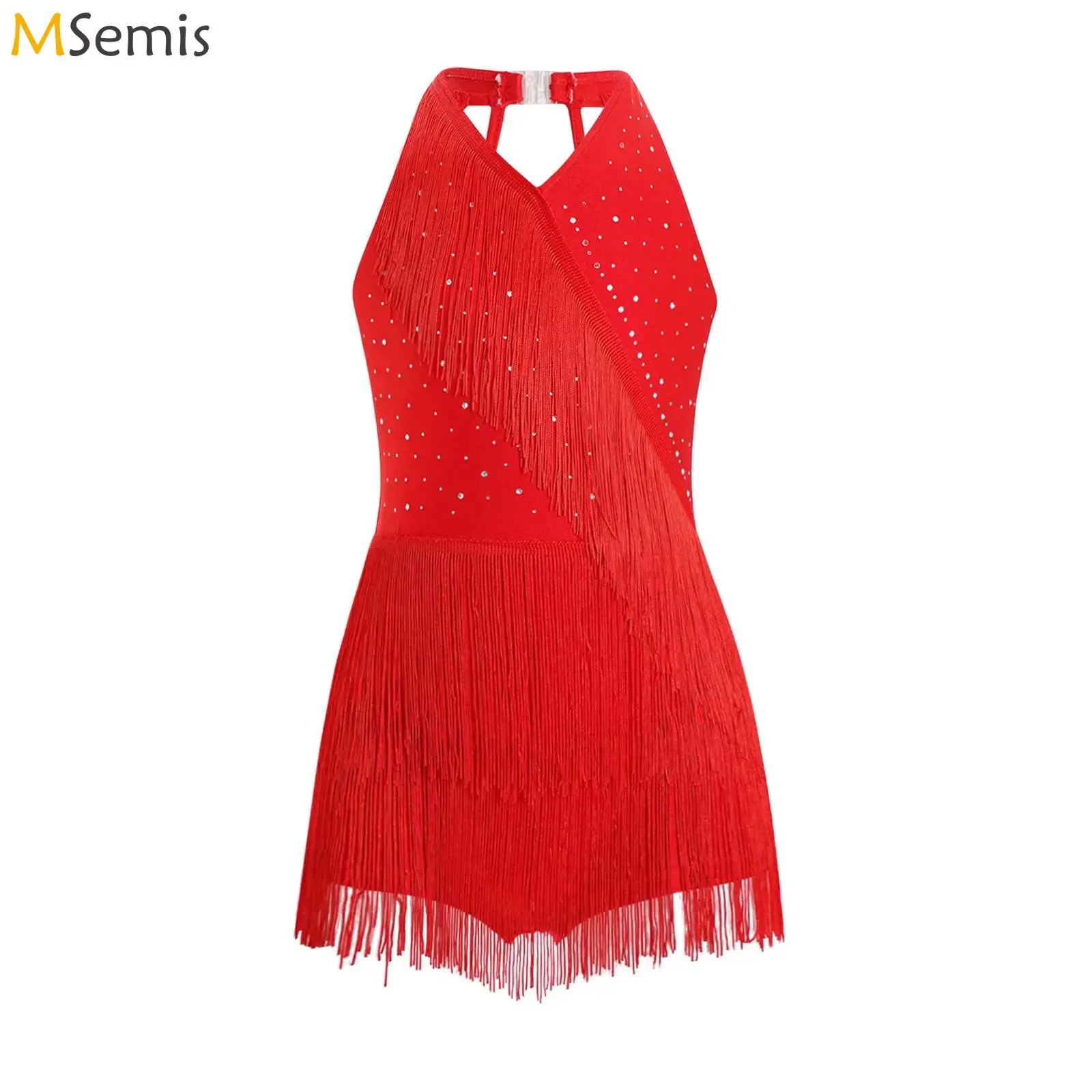 Rhinestones Modern Hip Hop Jazz Dance Performance Costume Girls Sleeveless Glittery Boyshorts Dress Tassel Latin Dance Dress dance dress