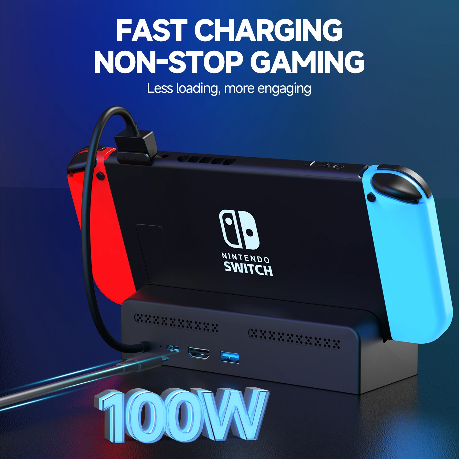 Switch tv Docking Station em Base Adaptadora de Comutação 4k Hdmi Suporte de Carregamento tipo c Oled Portátil Slot para Jogos 100w - Imagem 3